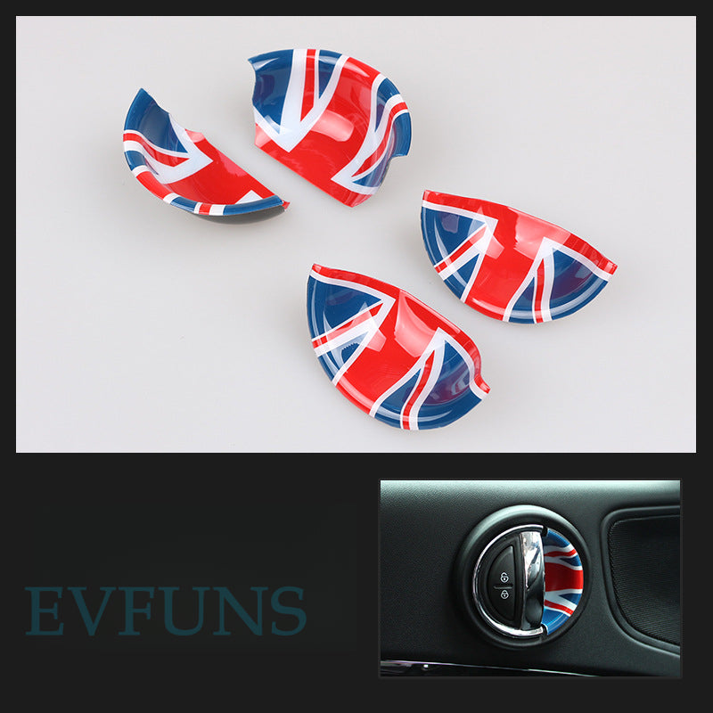 Mini Cooper F-Series Inner Door Handle Trim Cover – Set of 4 Red and Blue Rice Flag [4-piece Set] / as Shown