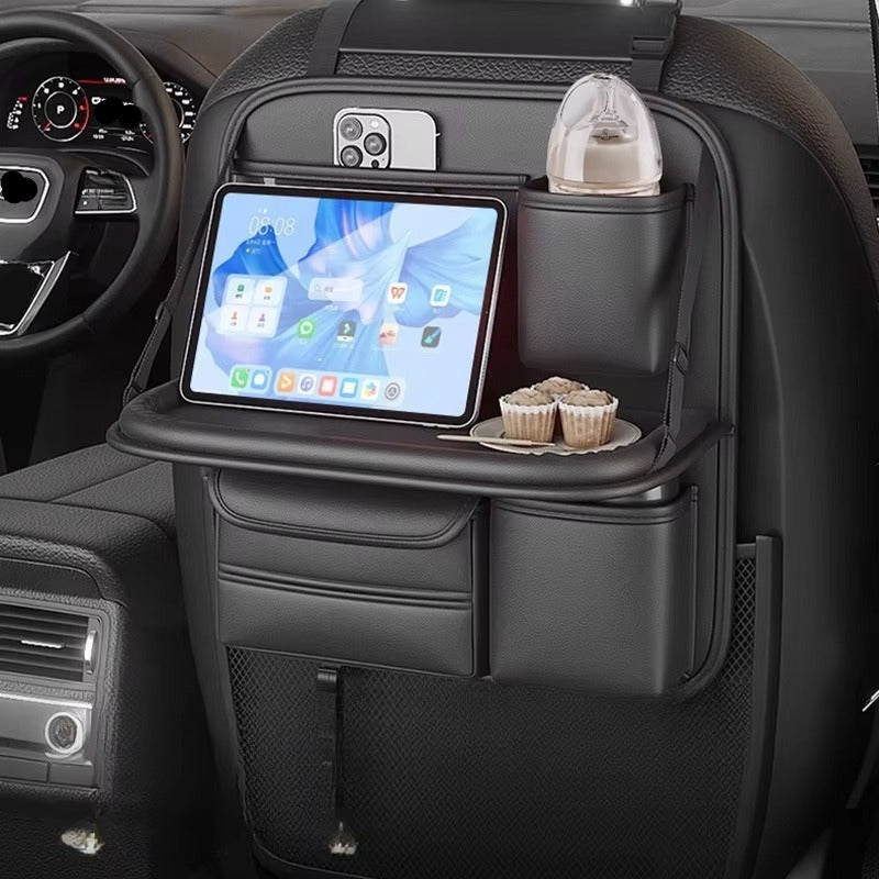 Car Seat Back Storage Organizer with Foldable Rear Tray