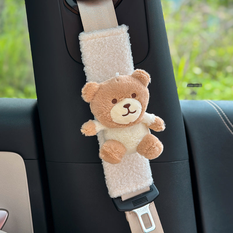 Smart # 1 Seat Belt Shoulder Pad | Cute Women’s Safety Belt Cover Lamb Wool Safety Belt Shoulder Pad [Khaki Little