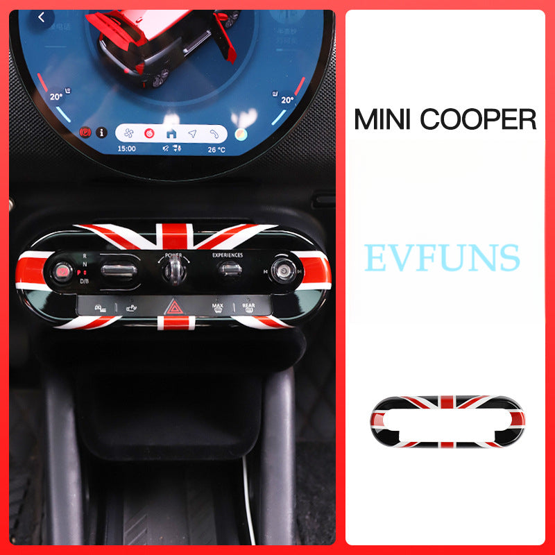 MINI Electric Center Console Button Trim – Interior Decoration Frame Black and Red Union Flag Evfuns