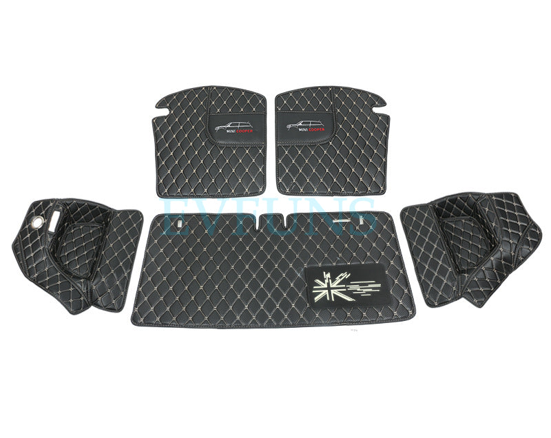 MINI Cooper Trunk Mat – Full Coverage Cargo Liner for Countryman / Clubman Special for R56 (Full Set of 5 Pieces) Evfuns