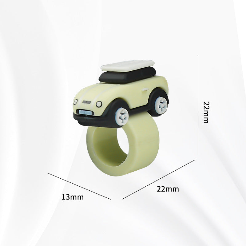 MINI Cooper Dashboard Silicone Ornament – Miniature Car Interior Decoration MINI Button Ring [Lime Yellow] Evfuns