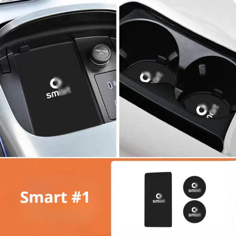 Center Armrest Pad for Smart #1 Central Control + Coasters / Black Evfuns