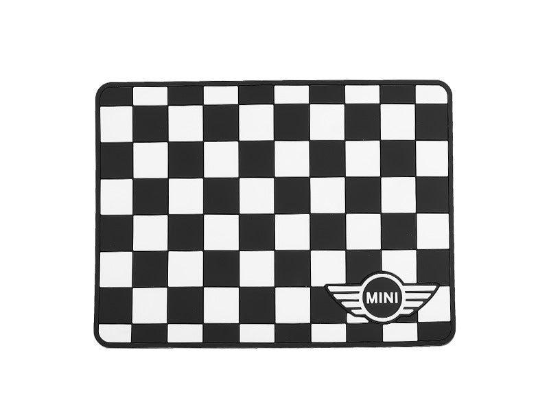 Car Dashboard Anti-Slip Mat – Heat Resistant & Sunproof Pad Black and White Track Grid Evfuns