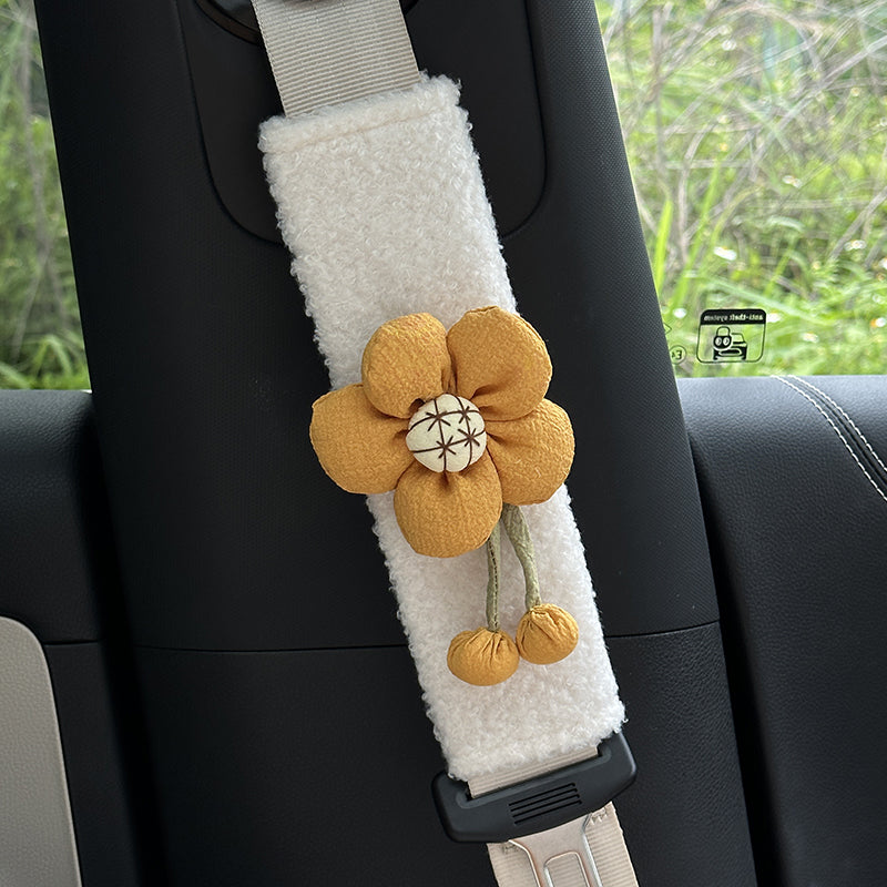 Smart # 1 Seat Belt Shoulder Pad | Cute Women’s Safety Belt Cover Lamb Wool Safety Belt Shoulder Pad [Turmeric