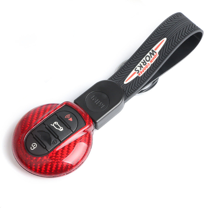 Carbon Fiber Key Fob Cover for MINI F54 F55 F56 F60 Carbon fiber key case + free JCW key strap Evfuns