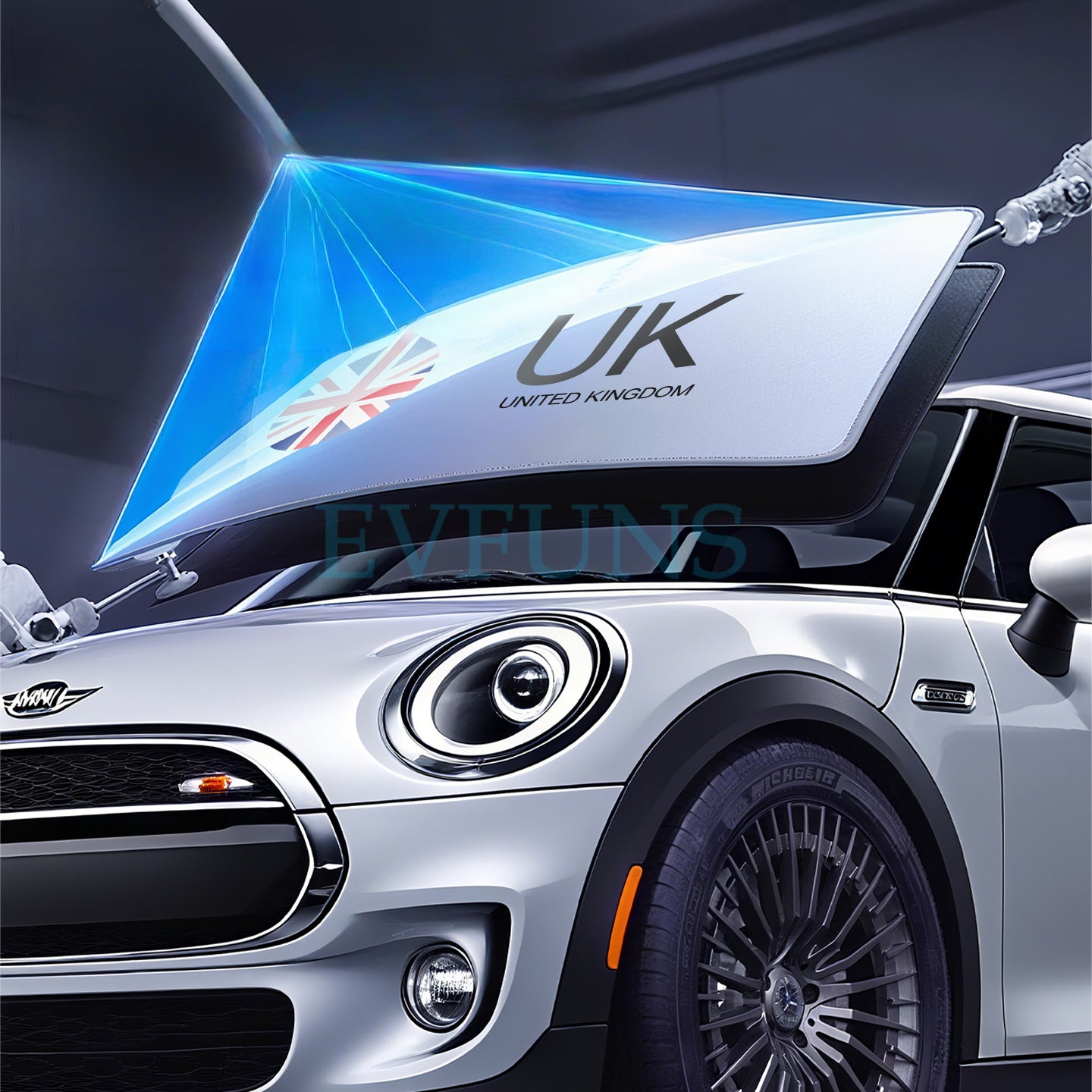 MINI Cooper / Aceman Windshield Sunshade Umbrella – Custom Fit Heat & UV Protection Evfuns