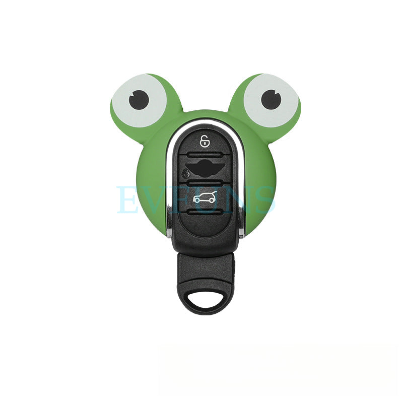 MINI Cooper Cartoon Key Cover & Graffiti Keychain – Fun Car Key Case [MINI Special Key Case] Little Frog Style Evfuns