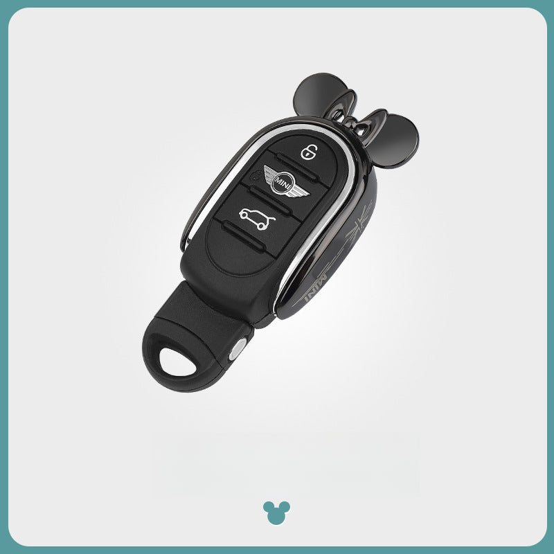 Luxury Mickey Metal Key Cover for MINI Cooper | Elegant Case for Women Minnie Metal Key Case [Gunmetal Color] Evfuns