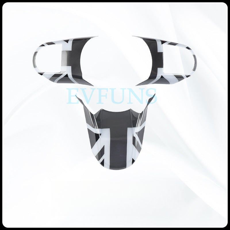 MINI Cooper F-Series Steering Wheel Trim Cover Black and gray rice flag [medium and low configuration] Evfuns