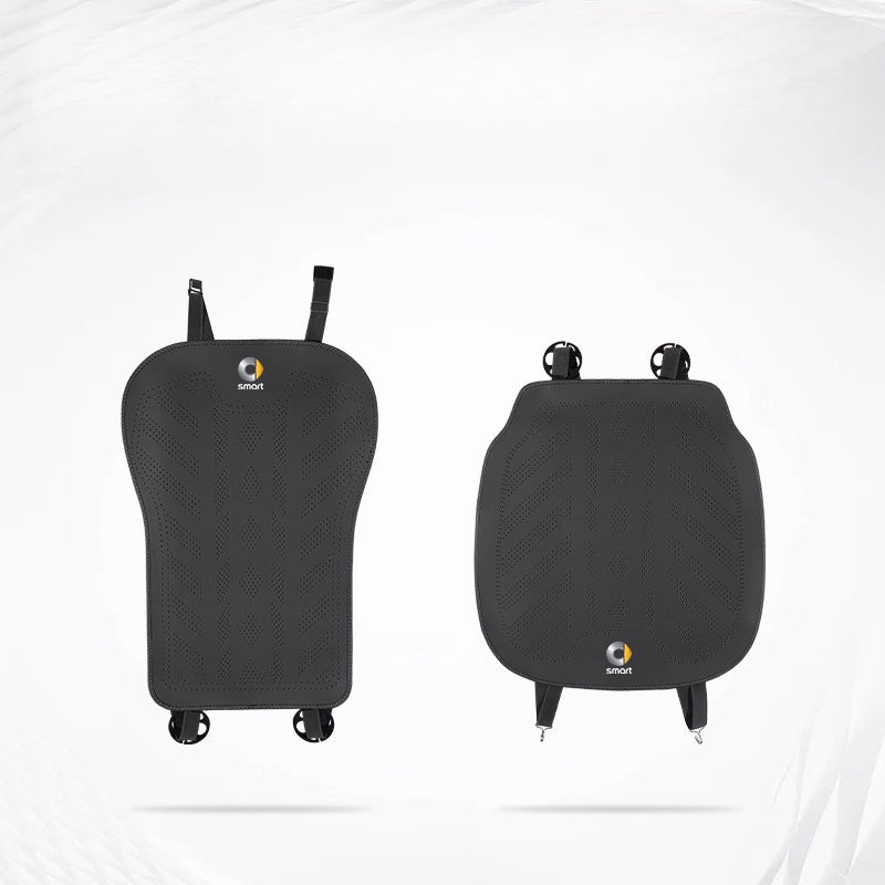 Smart # 1 # 3 # 5 Napa Leather Seat Cushion | All-Season Car Seat Cover smart-Front Seat Cushion + Backrest [Black-2