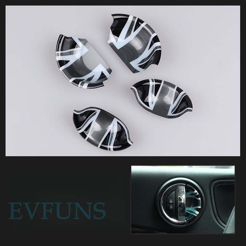 Mini Cooper F-Series Inner Door Handle Trim Cover – Set of 4 Black and gray rice flag [4-piece set] / as Shown