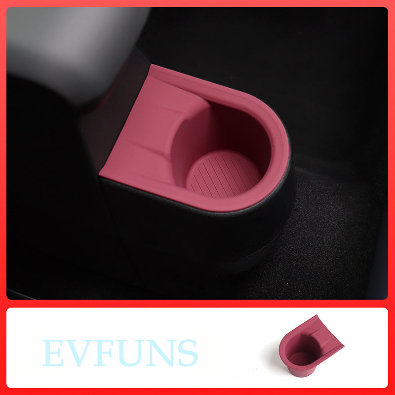 MINI Cooper F65 / F66 Cup Holder Insert Mat – Anti-Slip Interior Drink Coaster Rear Row - Red Evfuns