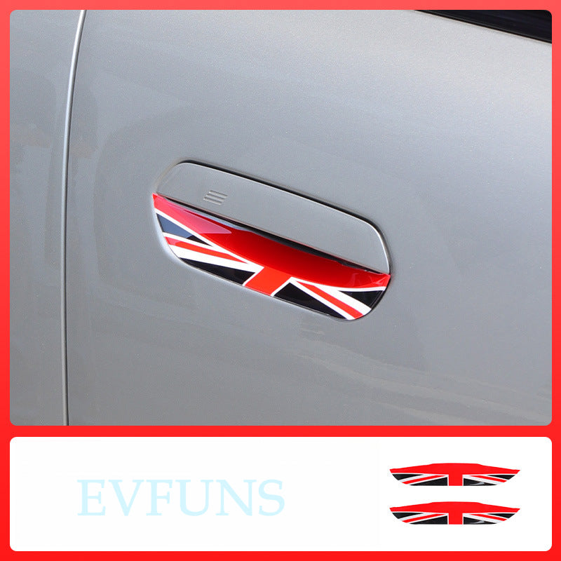 MINI J05/J01/U25 Door Handle Bowl Protector J01/J05/U25 [Black and Red Union Flag] One-Pair Package Evfuns