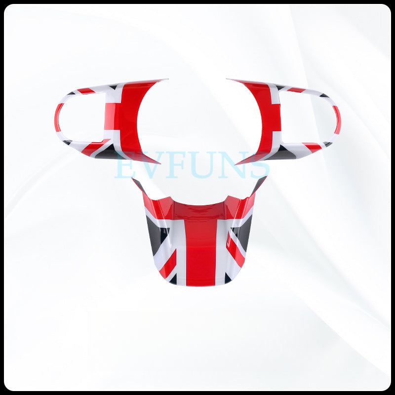 MINI Cooper F-Series Steering Wheel Trim Cover Black and Red Rice Flag [High Quality] Evfuns