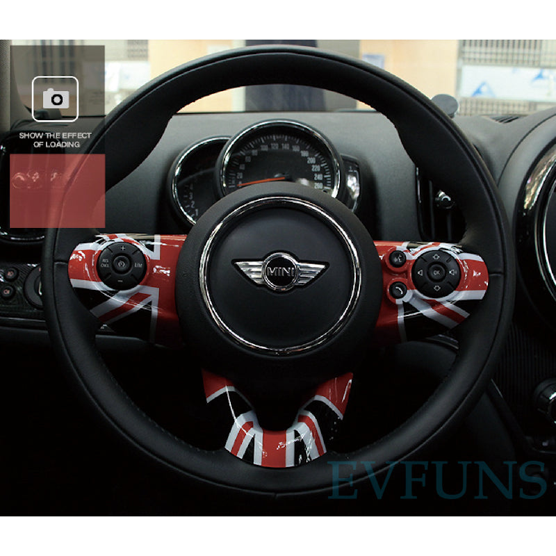MINI Cooper F-Series Steering Wheel Trim Cover – F54/F55/F56/F60 Interior Styling Kit Black and Red Rice Flag Style