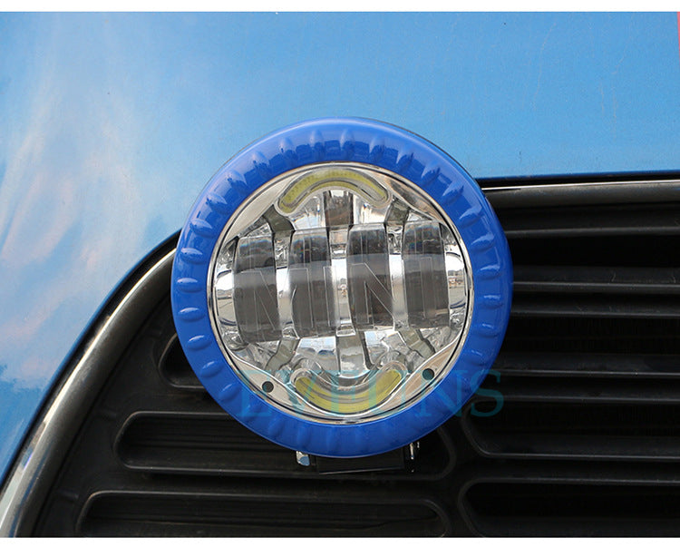 MINI Cooper F55/F56/F60 R LED Daytime Running Lights Electroplated Silver Blue Ring [Pair] Evfuns
