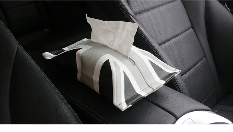 MINI Cooper Car Tissue Box – Union Jack PU Leather Tissue Holder Evfuns