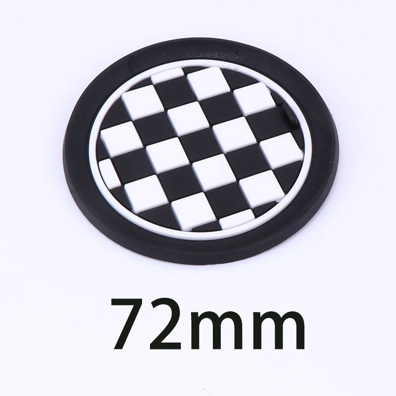 MINI Cooper F55 F56 F60 Cup Holder Anti-Slip Silicone Mat Black and white checkered style [72mm] Evfuns