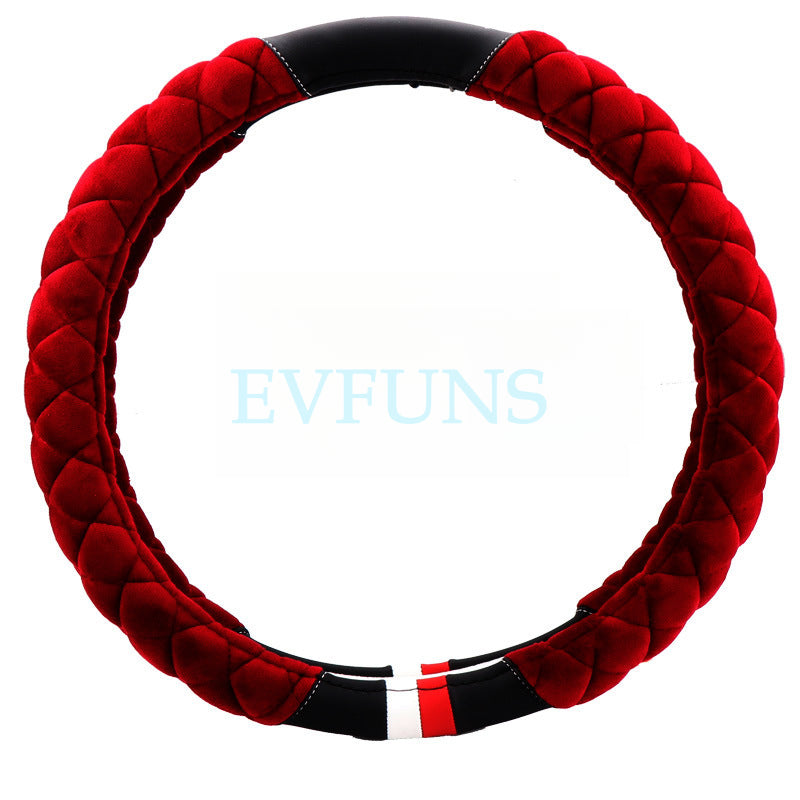 Winter Plush Steering Wheel Cover for MINI Cooper Plush Red [Red Model] Evfuns