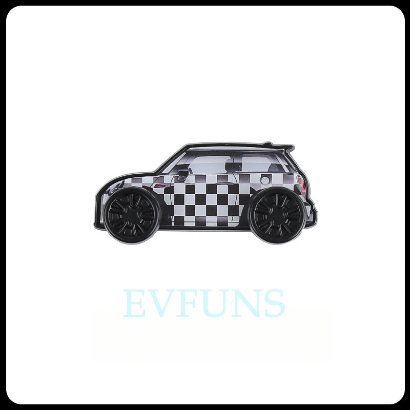 MINI Car Interior Hook with Miniature Model – Decorative & Functional MINI Car Hook [Black and White Checkered Style]