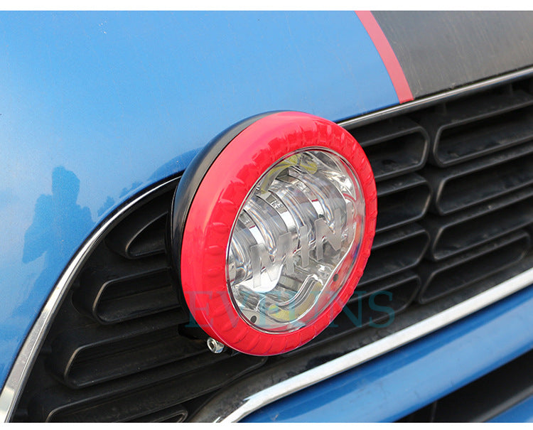 MINI Cooper F55/F56/F60 R LED Daytime Running Lights Electroplated Silver-Backed Red Rings [Pair] Evfuns