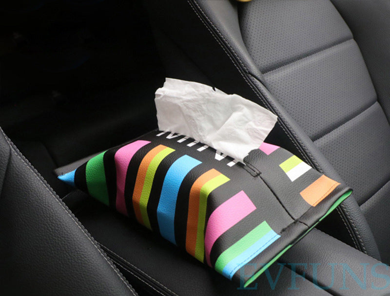 MINI Cooper Car Tissue Box – Union Jack PU Leather Tissue Holder Color MINI Evfuns
