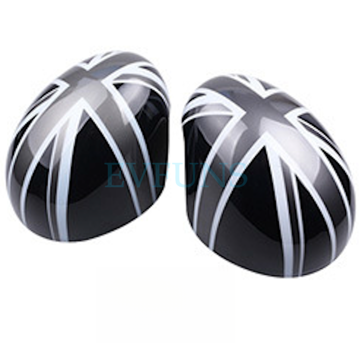 MINI Cooper Rearview Mirror Cover – F56 F60 Side Mirror Trim Overlay F55/F56 [Gray and Beige Pair] Evfuns