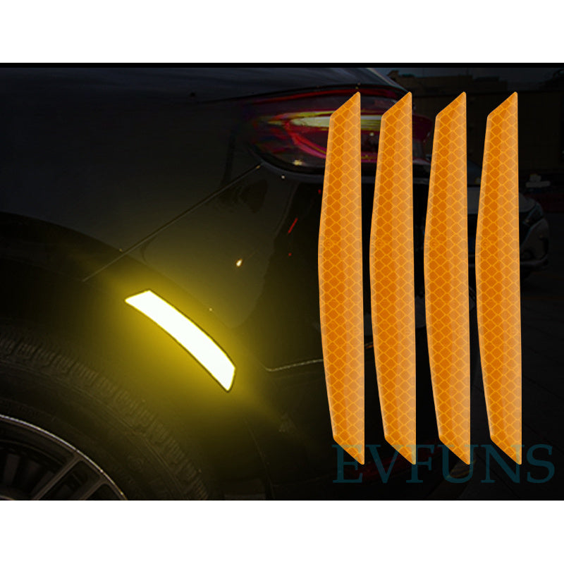 Car Wheel Arch Reflective Strips – Night Safety Warning Stickers (Glow-in-the-Dark) Orange yellow (set of 4 pieces)