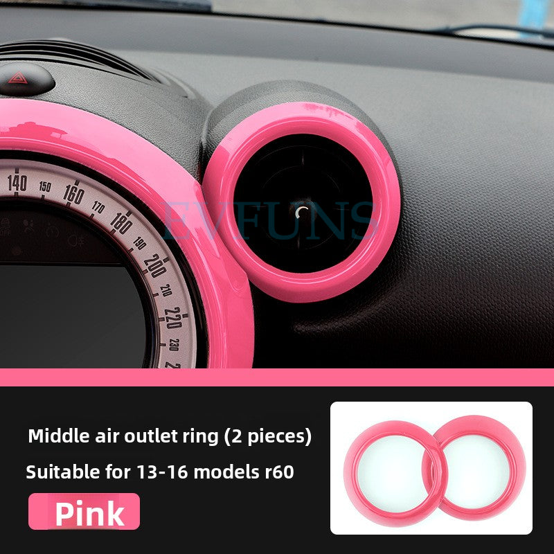 MINI Cooper Countryman R60 Dashboard Trim Cover – Interior Decoration Shell Middle Air Outlet Ring (Pink Style, 2