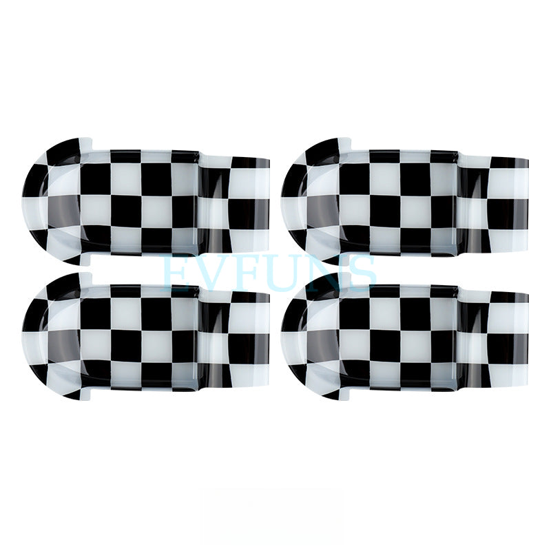 MINI J01/J05 Interior Door Handle Cover – Electric Cooper / ACEMAN Trim [Black and White Grid] J05 Exclusive Evfuns