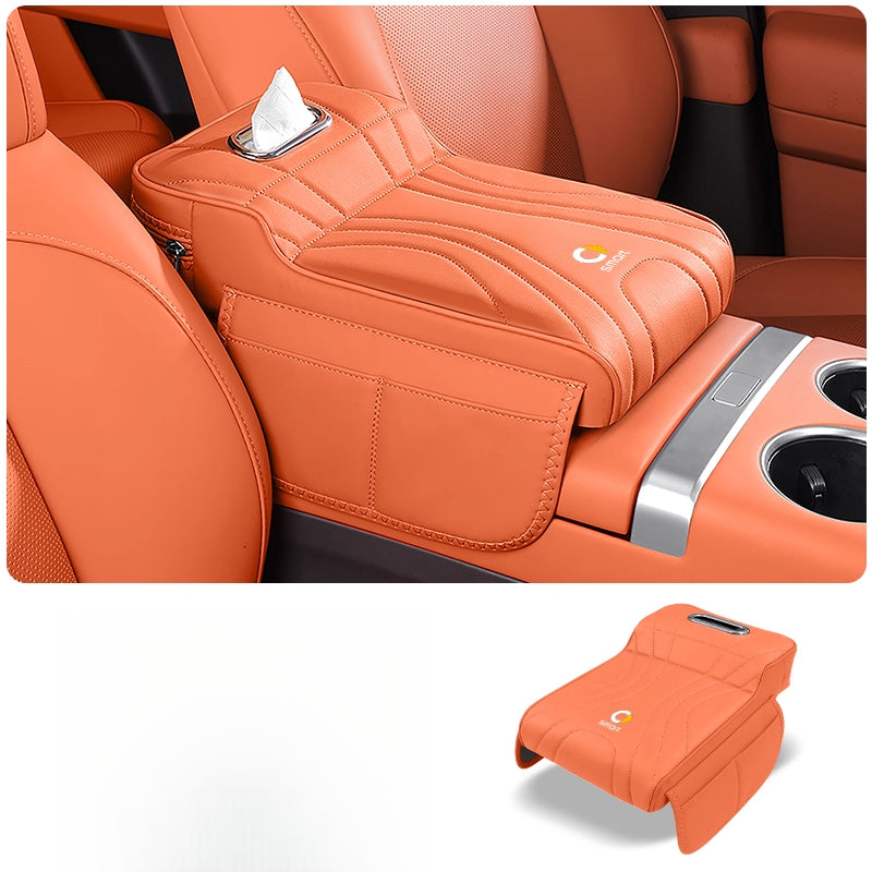 Smart # 1 # 3 # 5 Armrest Cushion | Memory Foam Console Booster & Tissue Box smart【Ideal Orange★Armrest Box Heightening