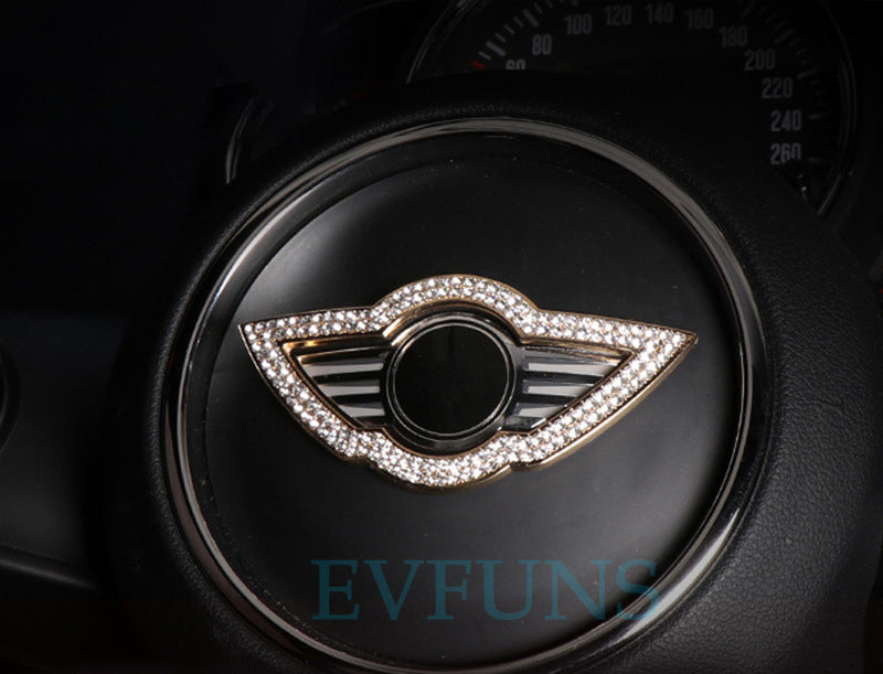 Crystal Steering Wheel Emblem Sticker for MINI Cooper Evfuns