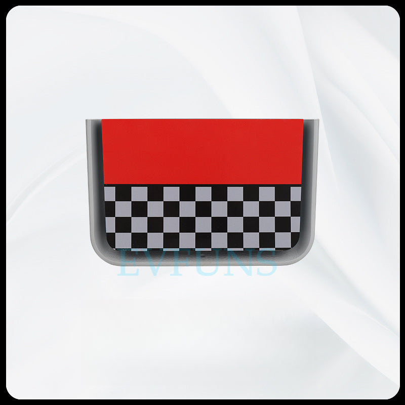 MINI Cooper Foldable Car Trash Bin – Hanging Organizer Chair Back Folding Trash Can [Red, Black, Gray Checkered] Evfuns