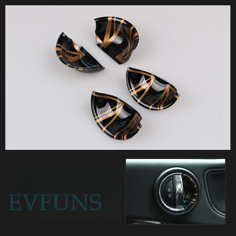Mini Cooper F-Series Inner Door Handle Trim Cover – Set of 4 Black Gold Rice Flag [4-piece Set] / as Shown