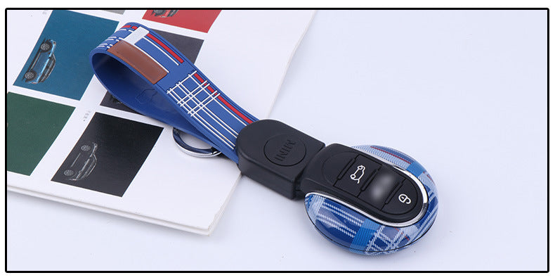 MINI Cooper Key Fob Cover for F54/F55/F56/F60 | Protective Shell Blue striped version Evfuns