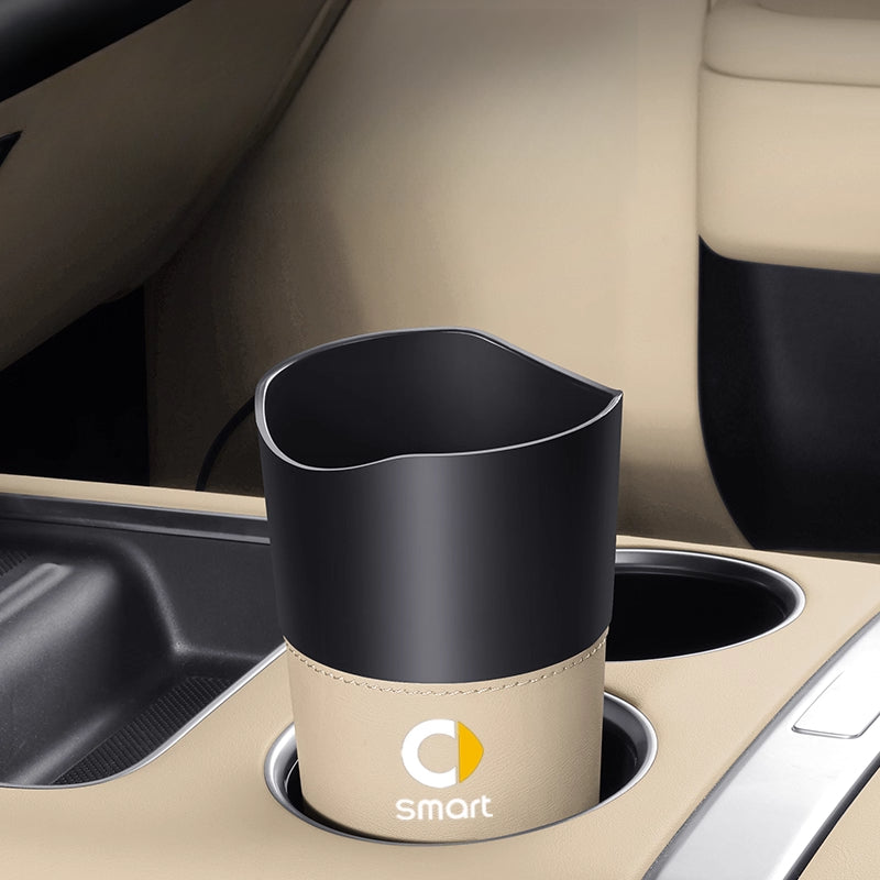 Smart # 1 # 3 # 5 Car Trash Bin | Umbrella Holder & Cup Organizer smart【Water Cup Cylinder Trash Can★Leather Style】Warm