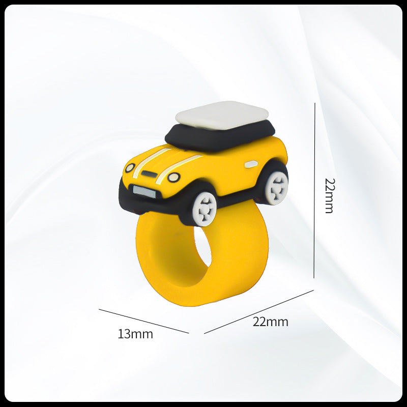 MINI Cooper Dashboard Silicone Ornament – Miniature Car Interior Decoration MINI Button Ring [Orange Yellow] Evfuns