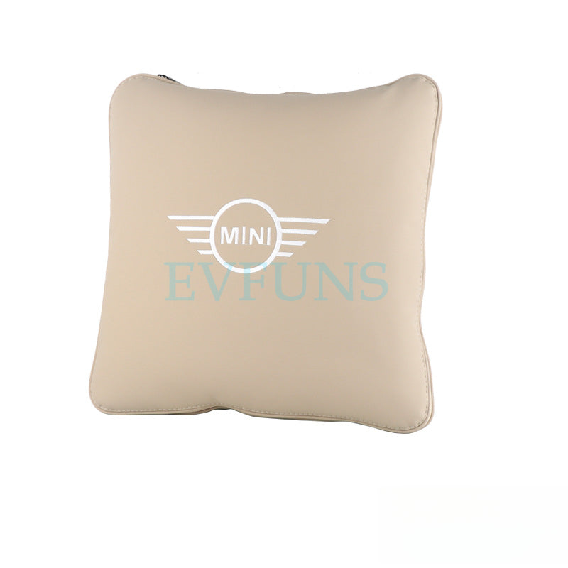 MINI Car Pillow Blanket 2-in-1 | Multifunctional Cushion & Quilt Beige Style Evfuns