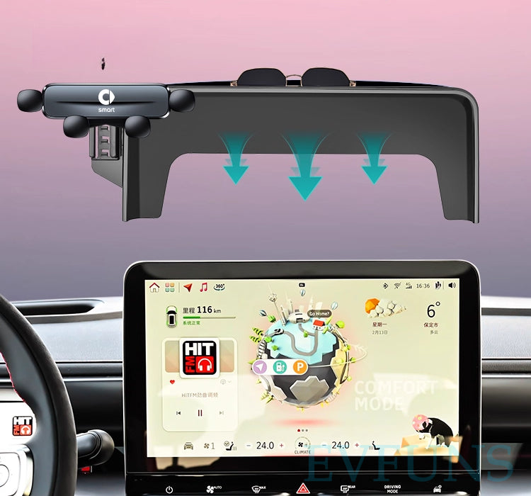 Smart # 1 & # 3 Exclusive Car Phone Mount | 15W Wireless Charging Holder Evfuns