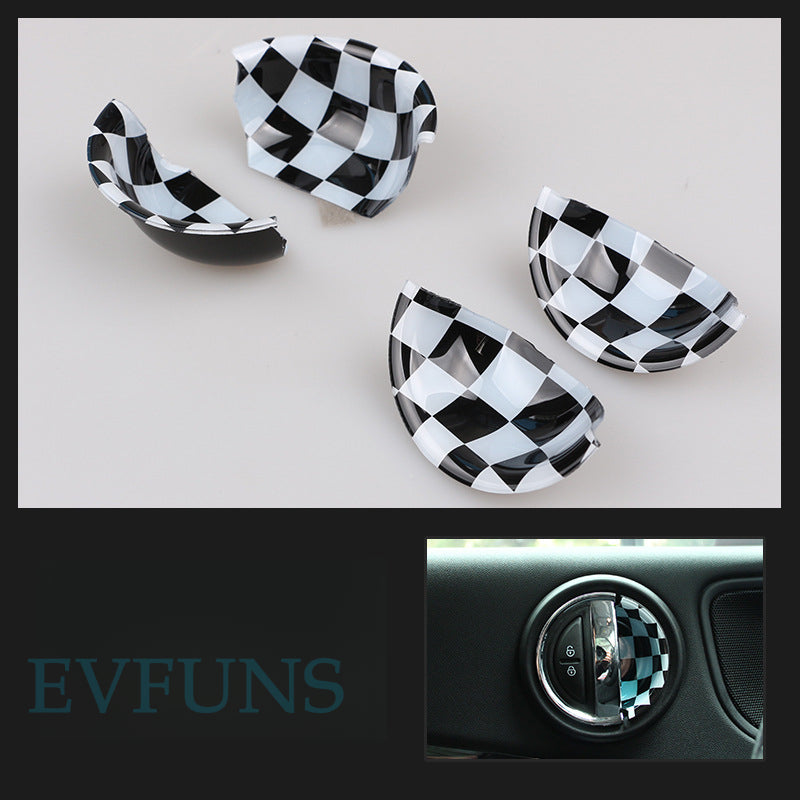 Mini Cooper F-Series Inner Door Handle Trim Cover – Set of 4 Black and white grid [4-piece set] / as Shown