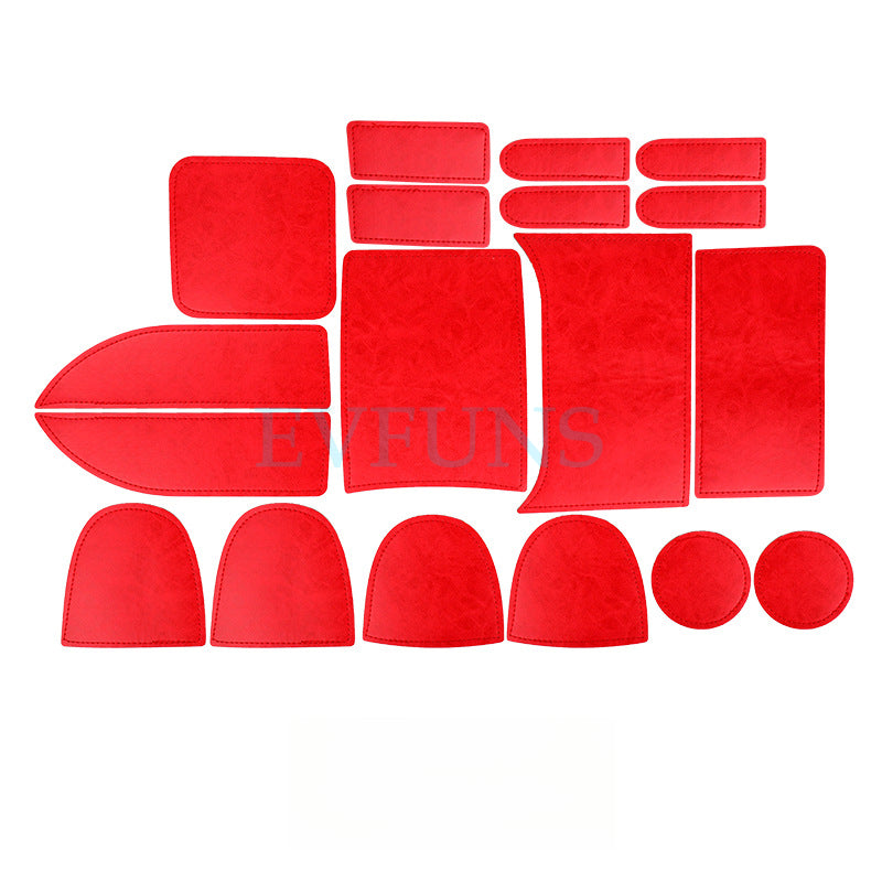 MINI JCW / Countryman U25 Leather Anti-Slip Cup Holder & Door Slot Mats [Red] 18-piece set/applicable to U25 Evfuns