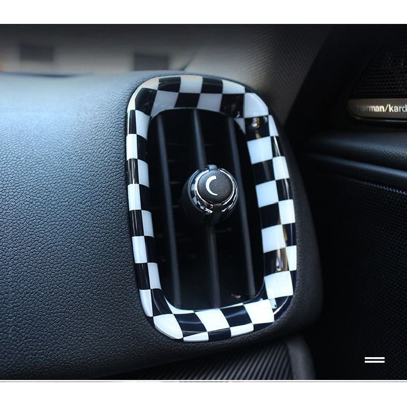 MINI Countryman F60 Dashboard Air Vent Trim Cover Black and white plaid Evfuns