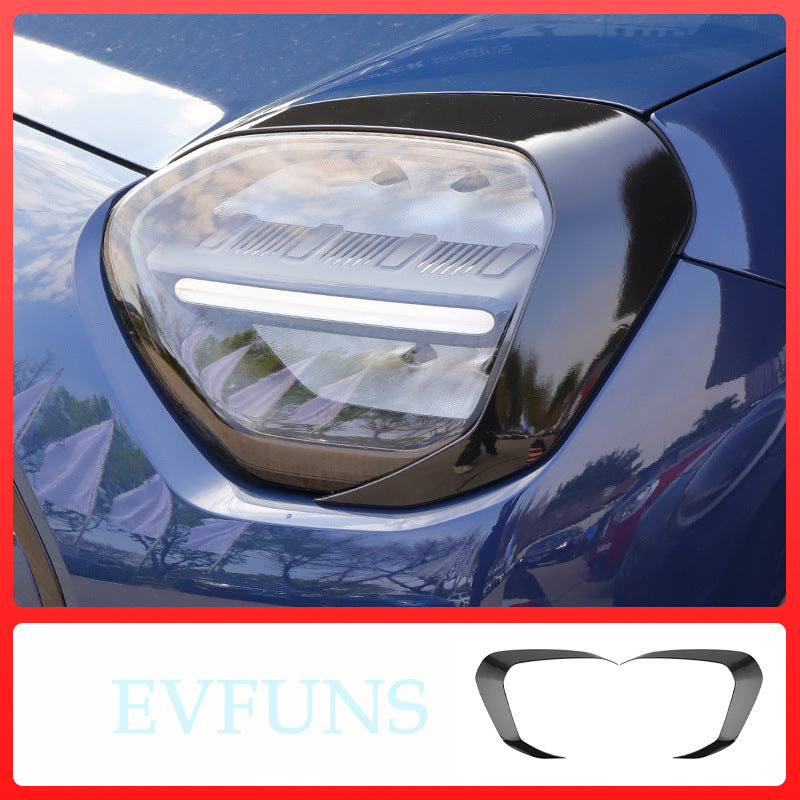 MINI J05 Headlight Eyelid Trim – Blacked-Out Styling Kit for Electric MINI Piano Black Evfuns