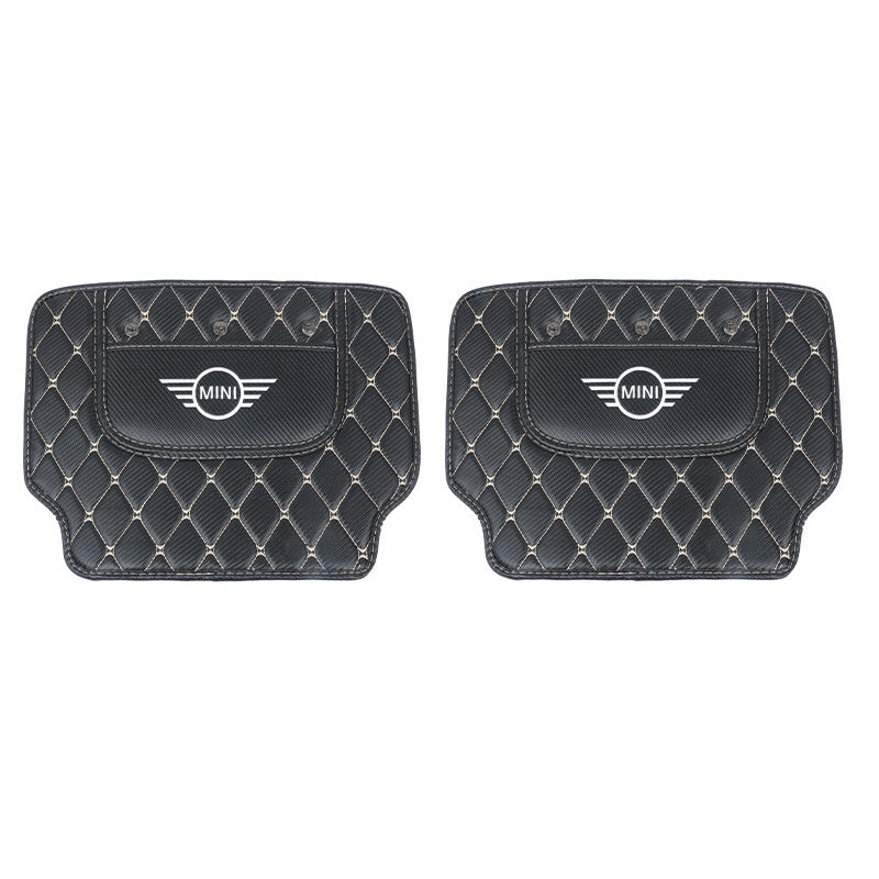 MINI Cooper Carbon Fiber Texture Back Seat Kick Mat Seat Rear Anti-Kick Pads (Set of Two) Evfuns