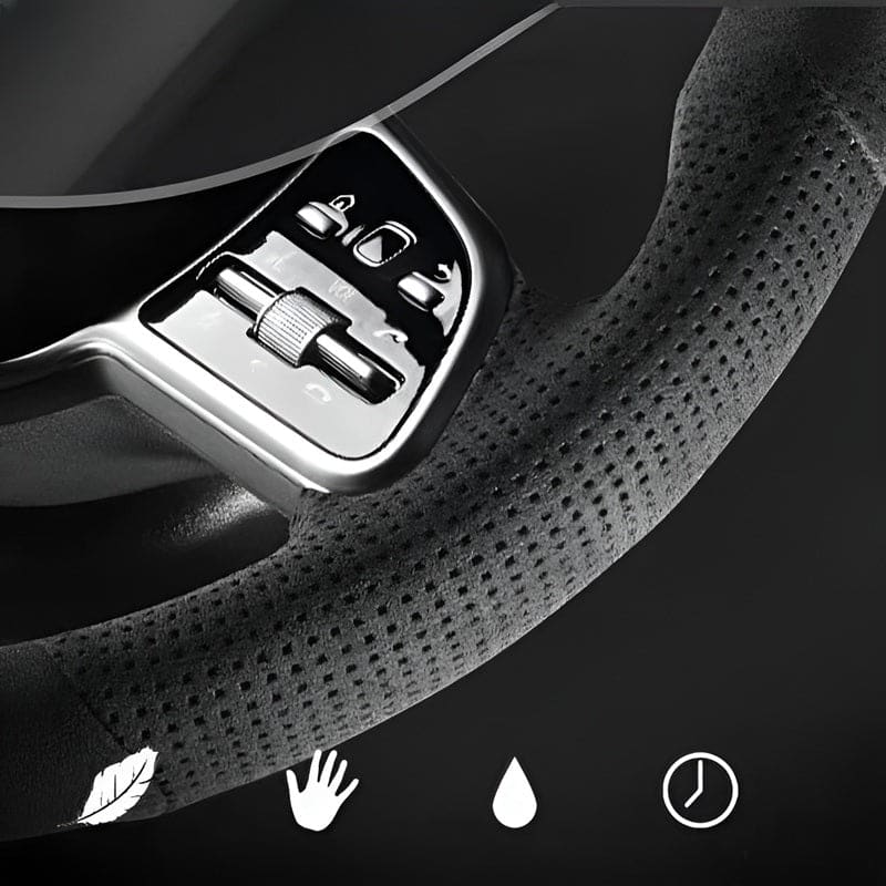 Genuine leather hand-stitched steering wheel cover for smart Evfuns