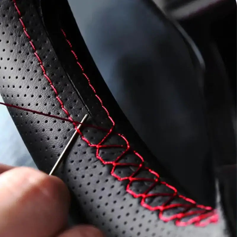 Genuine leather hand-stitched steering wheel cover for smart Evfuns
