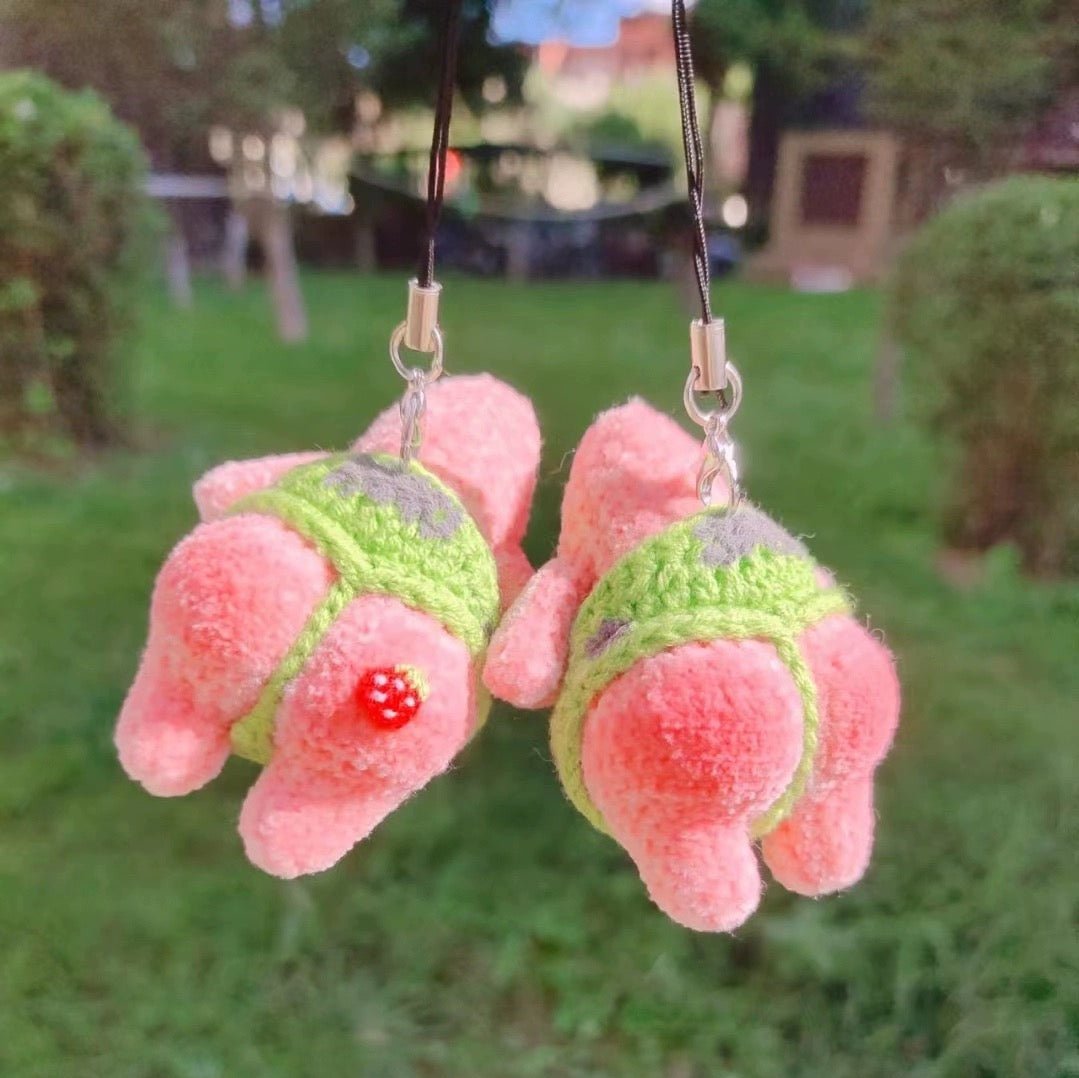 Handmade Crochet Patrick Star Butt Car Charm & Keychain Evfuns