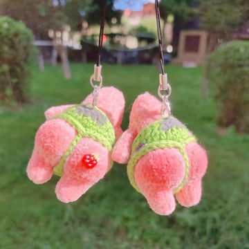 Handmade Crochet Patrick Star Butt Car Charm & Keychain Evfuns