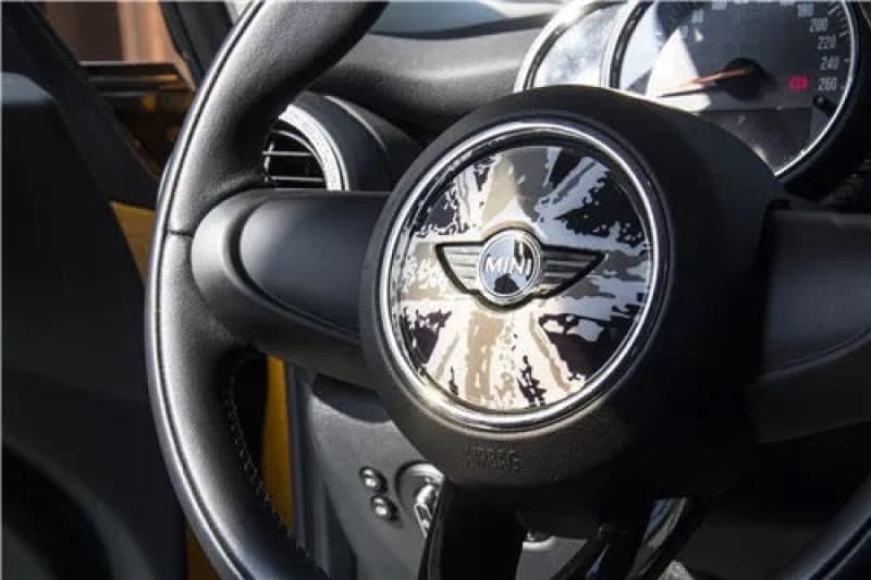 MINI cooper Steering Wheel Panel 3D PU Decal sticker Graffiti Jack Gray Evfuns